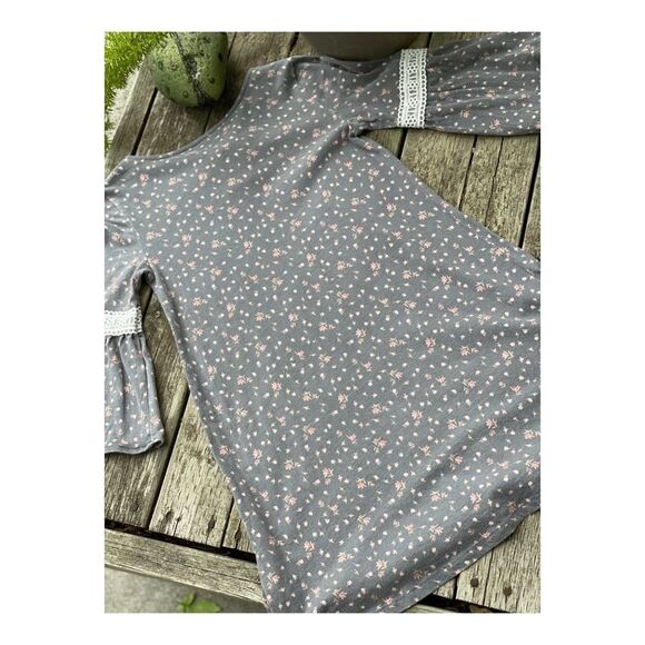 The Children's Place Cottagecore Dress Bell Sleeve Lace Floral Retro Sz 7/8 - Picture 5 of 8